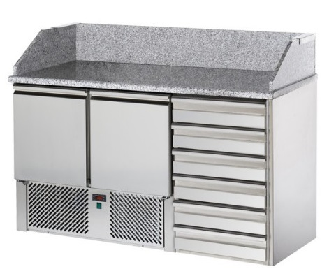 SL02C6 | Refrigerated Pizza Preparation Table, 2 doors, 6 drawers