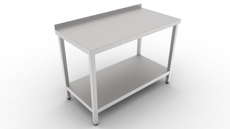 400x600x850 | Stainless steel worktable with a shelf and backsplash
