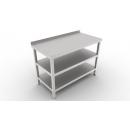 400x700x850 | Stainless steel worktable with 2 shelves and backsplash