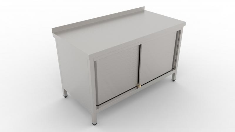 700-series | Stainless steel storage table with sliding door and backsplash