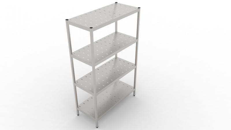 400x500x2000 | Stainless storage rack with perforated shelf