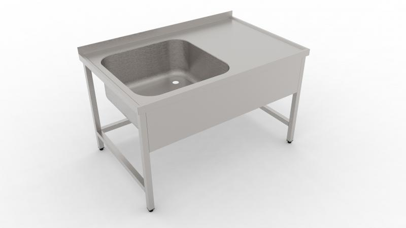 1000x600 | Stainless sink with 1 pool and drip basin