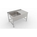 1000x600 | Stainless sink with 1 pool and drip basin