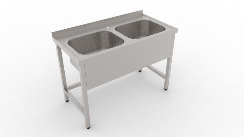 850x600 | Stainless sink with 2 pools
