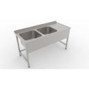 1400x700 | Stainless sink with 2 pools and drip basin