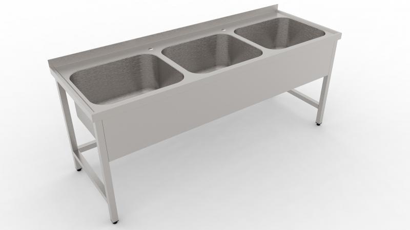 1250x600 | Stainless sink with 3 pools