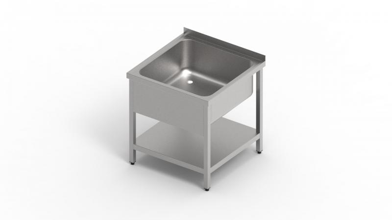 600x600 | Stainless sink with 1 pool and shelf