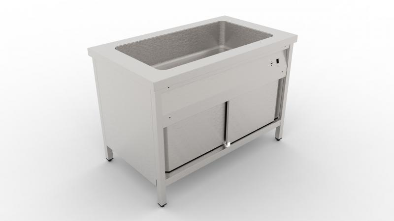 GN 4/1 | Bain marie with cover and sliding door
