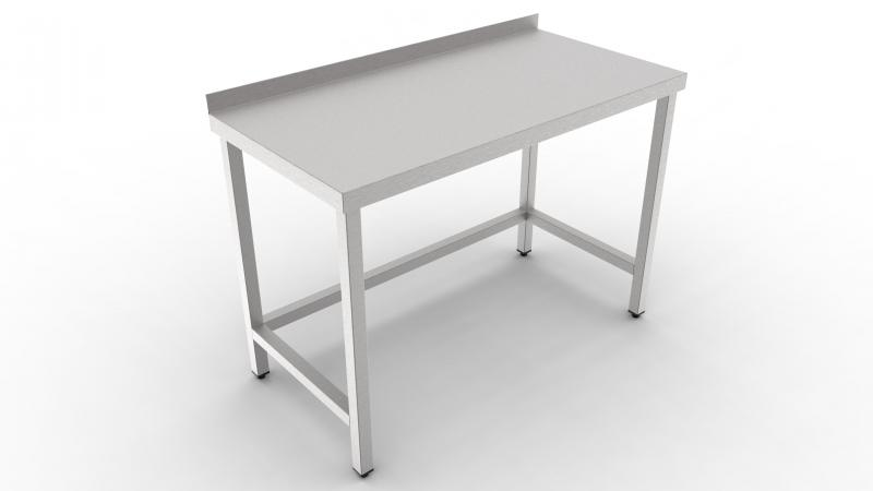 1100x700x850 | Stainless steel worktable with connected legs, backsplash