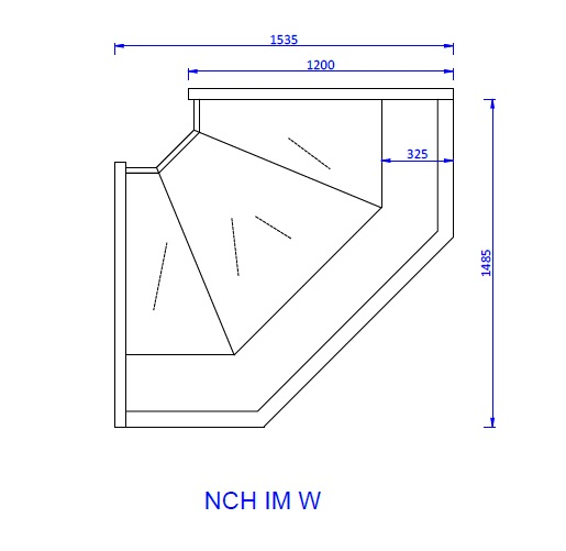 NCH IM W | Hajlított üvegű belső sarokpult