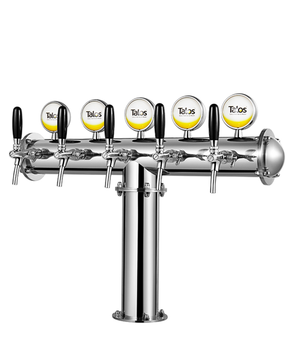 T Tower | 5 ways beer tower with lighting medal - chrome