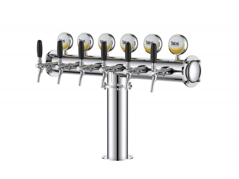 T Tower | 6 ways beer tower with lighting medal - chrome