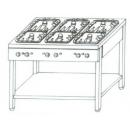 KGO-647 M | Gas cooking table with 6 burners and 3 grids