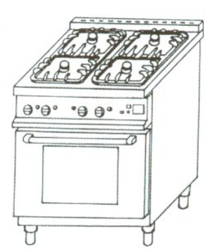 GE-41 | Gas-electric cooker with 2 grids and 4 burners