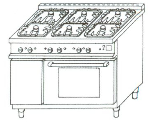 GE-61 | Gas-electric cooker with 6 burners and 3 grids