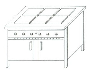 NTV-1621 | 6 főzőlapos elektromos főzőasztal alsó tárolóval