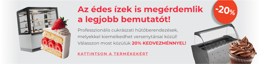 Süteményes pultok, bemutató vitrinek, fagylaltpultok és fagylaltkészítő gépek most akár 20% kedvezménnyel! 